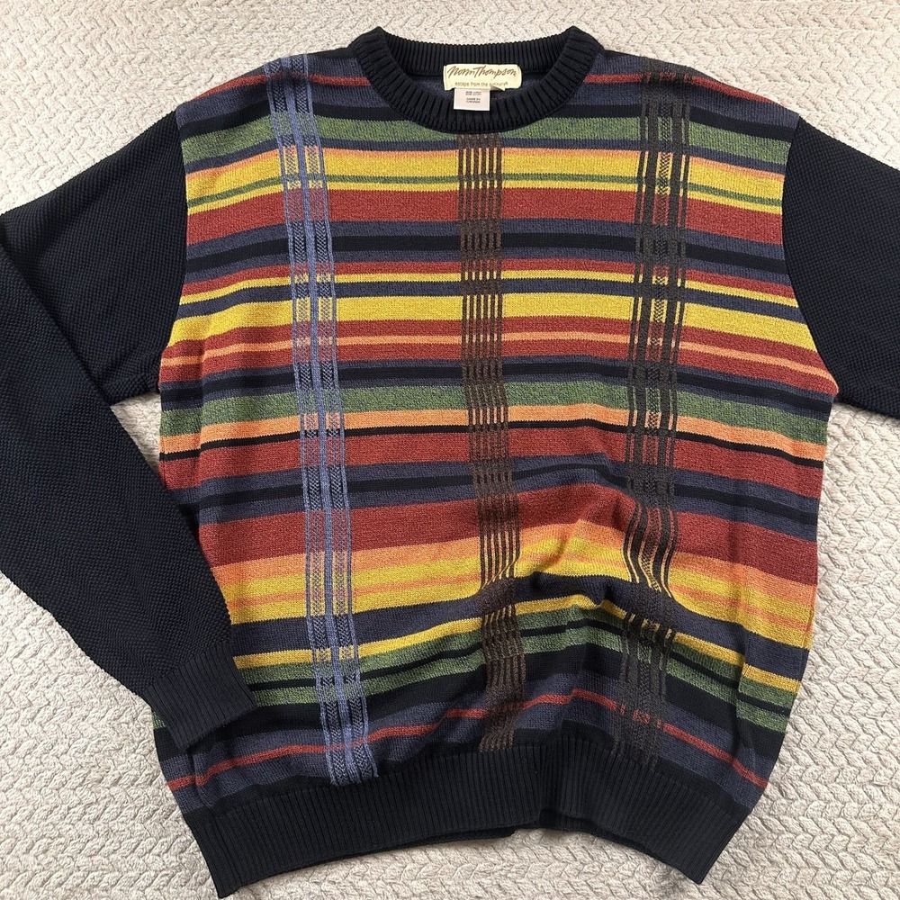 VTG Norm‎ Thompson Sweater Men's Large Multicolor Festival preppy 90's Preppy
